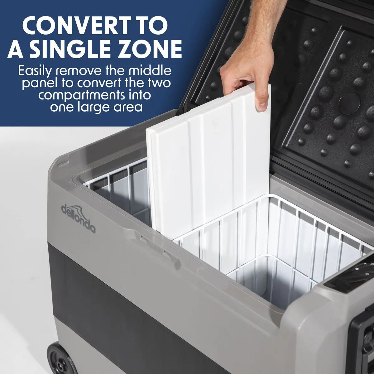 Dellonda 60L Portable Dual Zone Compressor Car Camping Fridge/Freezer 12/24V White Rose Tools