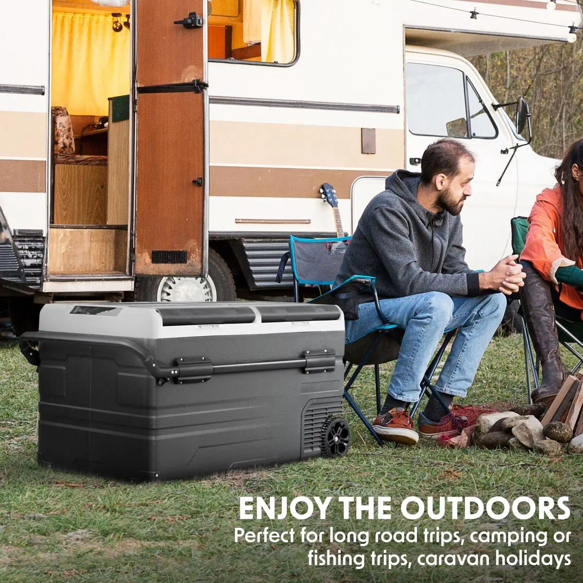 Dellonda 75L Portable Dual Zone Compressor Car Camping Fridge/Freezer 12/24V  White Rose Tools