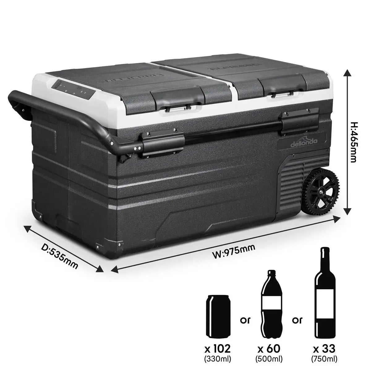 Dellonda 75L Portable Dual Zone Compressor Car Camping Fridge/Freezer 12/24V  White Rose Tools
