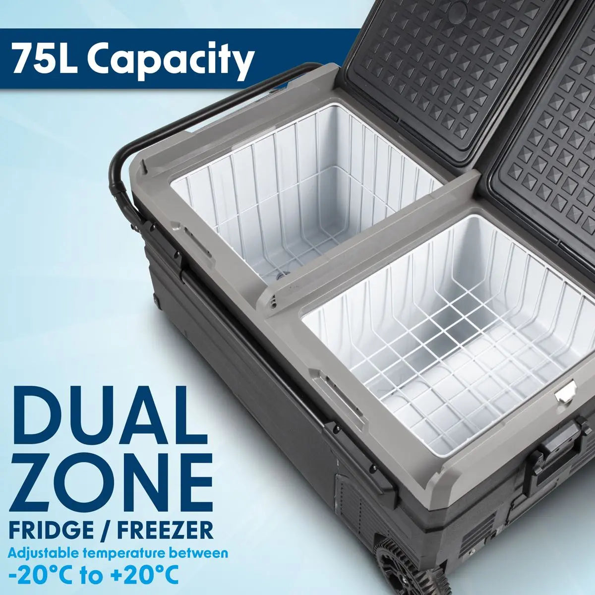 Dellonda 75L Portable Dual Zone Compressor Car Camping Fridge/Freezer 12/24V  White Rose Tools
