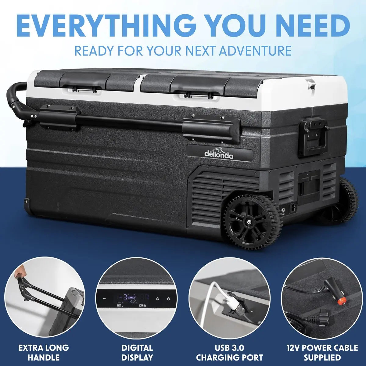 Dellonda 95L Portable Dual Zone Compressor Car Camping Fridge/Freezer 12/24V  White Rose Tools