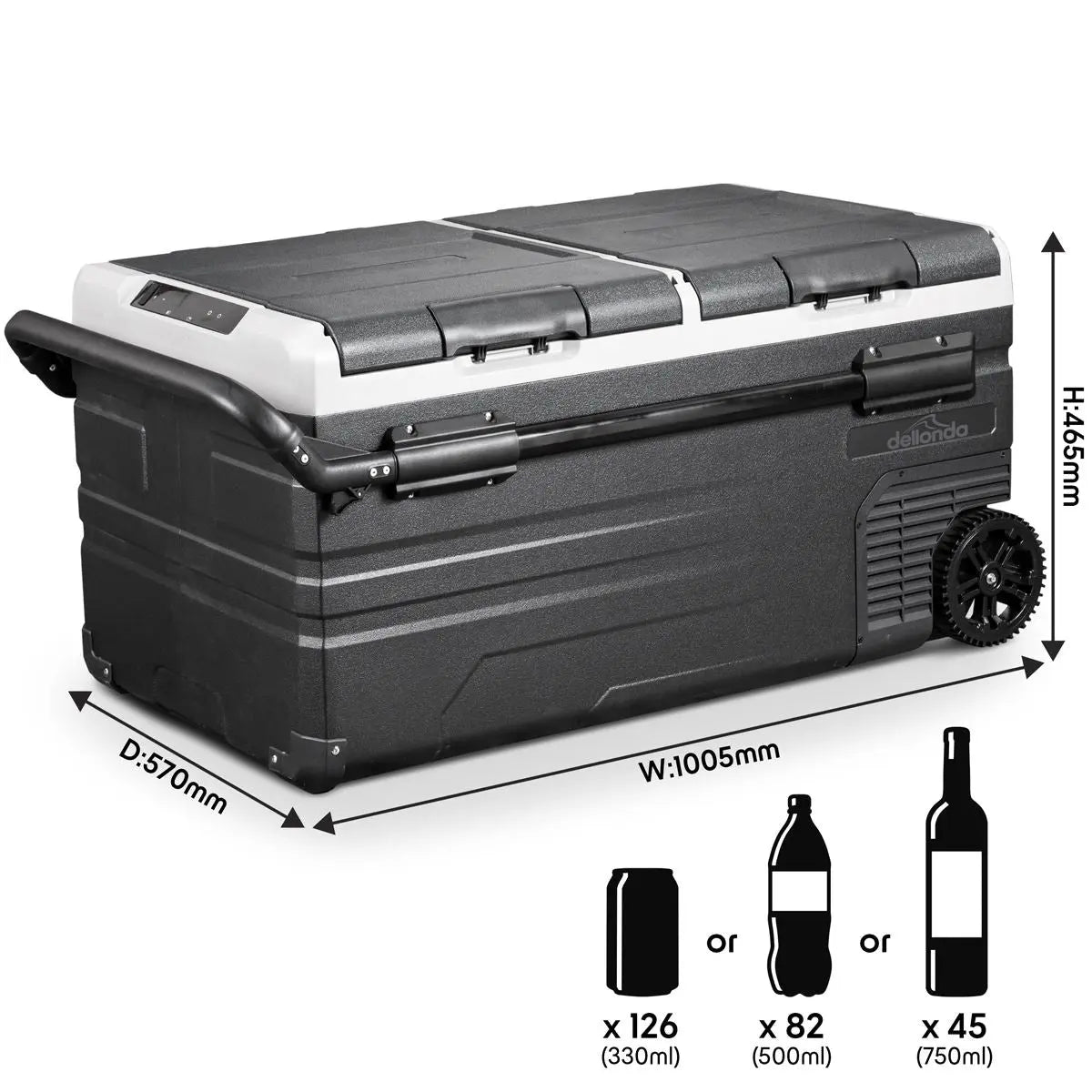 Dellonda 95L Portable Dual Zone Compressor Car Camping Fridge/Freezer 12/24V  White Rose Tools
