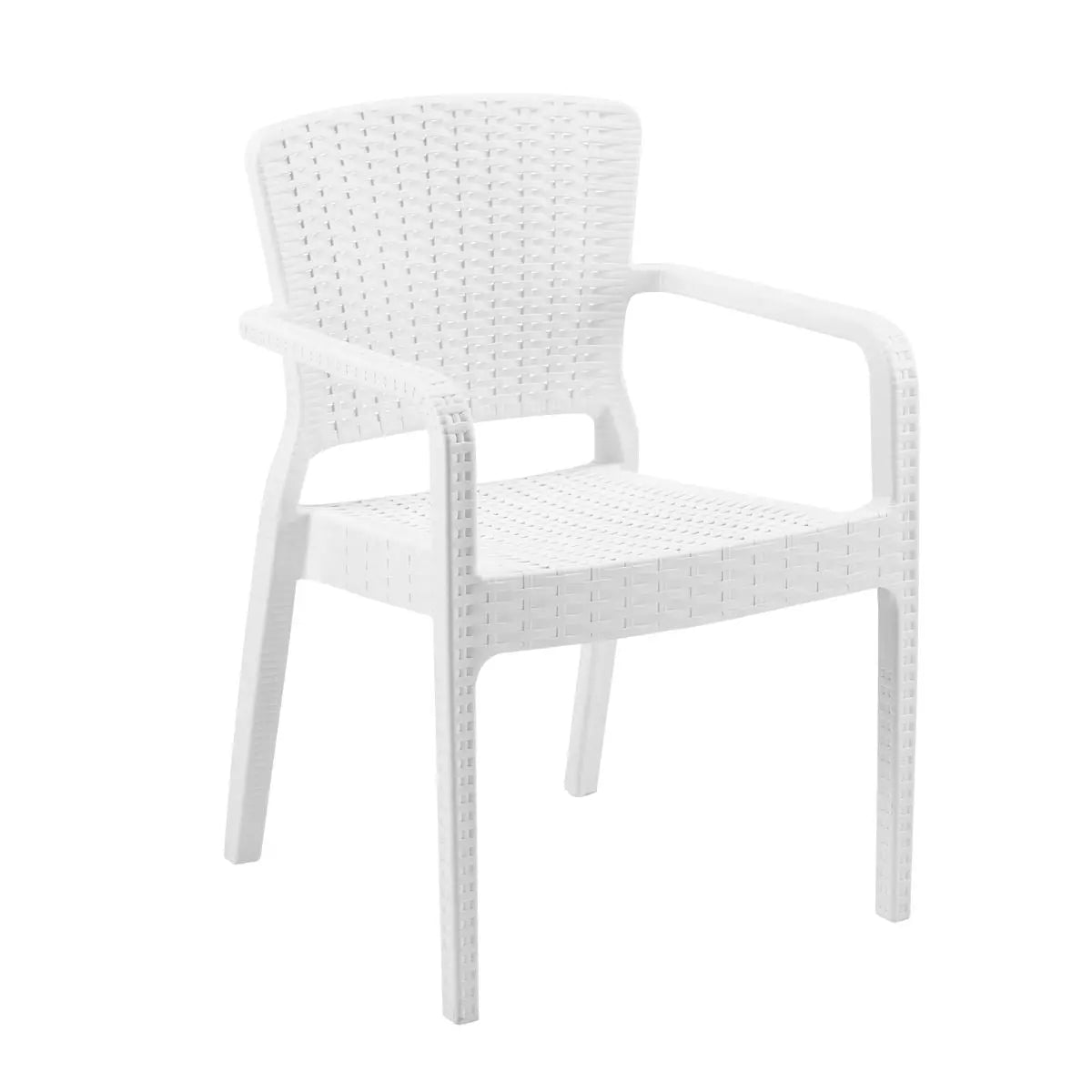 Dellonda Armchair Durable, Weather Resistant PP Body, Stackable x 6 - White White Rose Tools