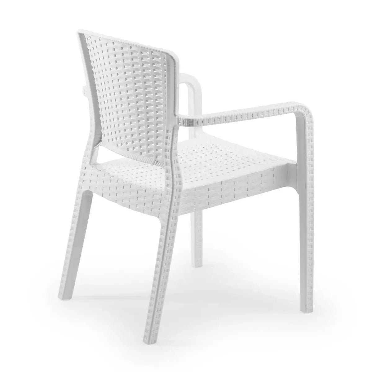 Dellonda Armchair Durable, Weather Resistant PP Body, Stackable x 6 - White White Rose Tools