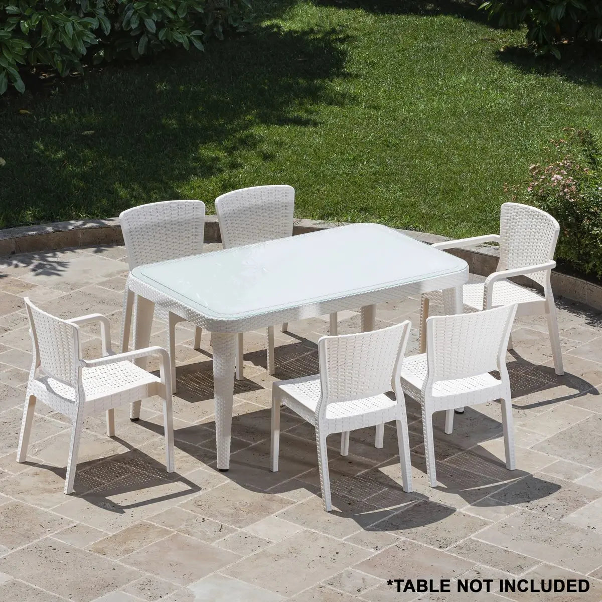 Dellonda Armchair Durable, Weather Resistant PP Body, Stackable x 6 - White White Rose Tools