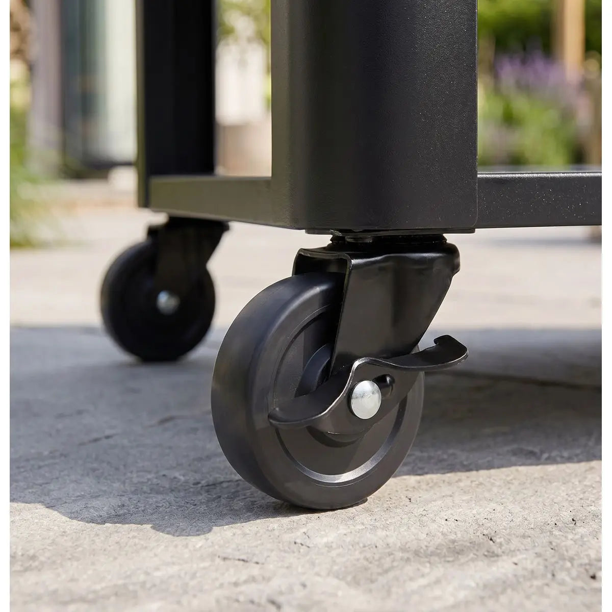 Dellonda BBQ/Plancha Workstation Trolley with Cupboard, Extension Table & Utensil Hooks, Black White Rose Tools