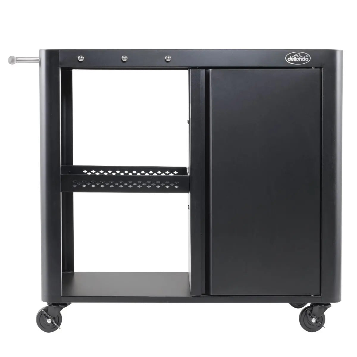 Dellonda BBQ/Plancha Workstation Trolley with Cupboard, Extension Table & Utensil Hooks, Black White Rose Tools