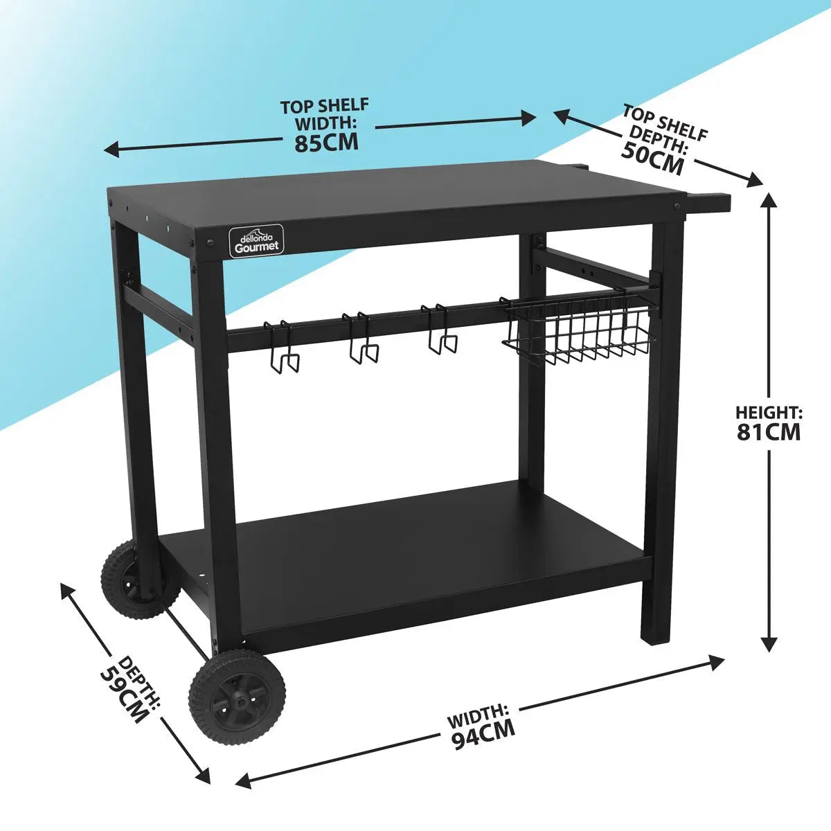 Dellonda BBQ & Plancha Trolley for Outdoor Cooking with Utensil Holder, Black White Rose Tools