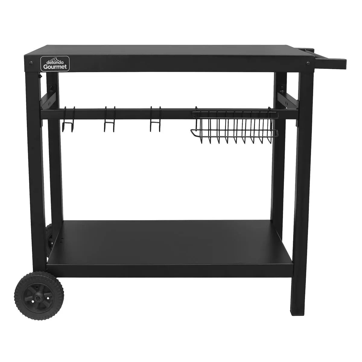 Dellonda BBQ & Plancha Trolley for Outdoor Cooking with Utensil Holder, Black White Rose Tools
