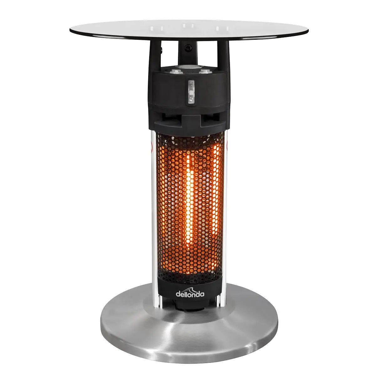 Dellonda Bistro Table with 1200W Heater, 65cm, Black/Stainless Steel  White Rose Tools