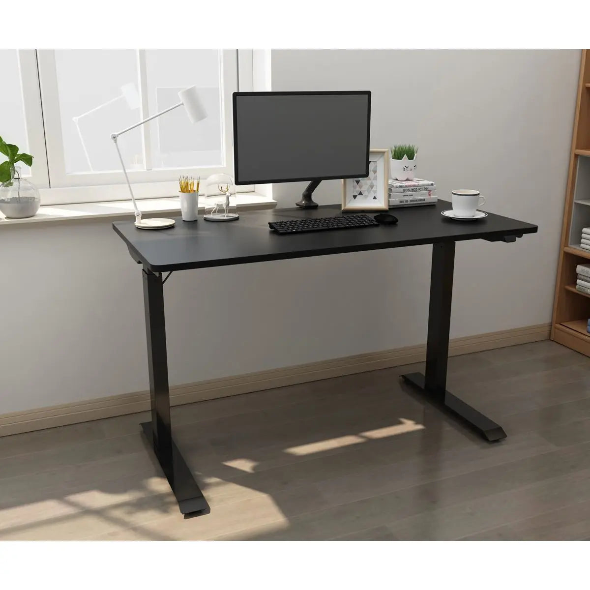 Dellonda Black Electric Adjustable Office Standing Desk, Quiet & Fast 1200x600mm White Rose Tools