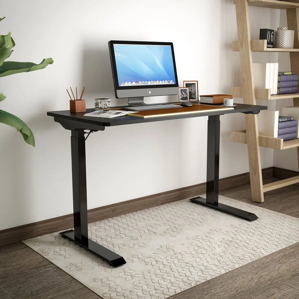 Dellonda Black Electric Adjustable Office Standing Desk, Quiet & Fast 1200x600mm White Rose Tools