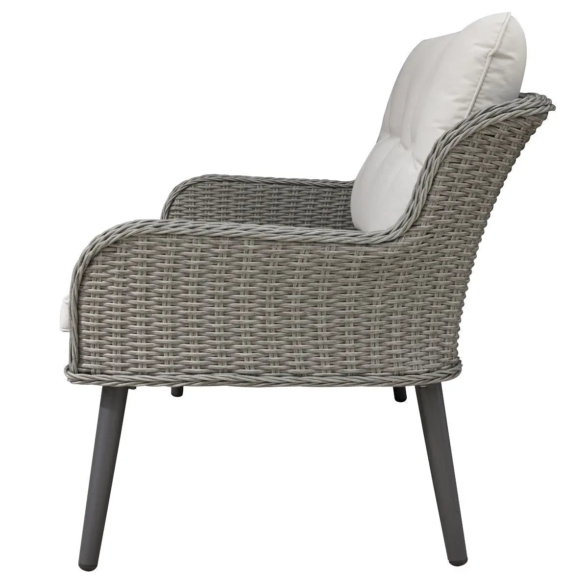 Dellonda Buxton 4 Piece Rattan Wicker Outdoor Lounge Set with Double Sofa, Grey White Rose Tools