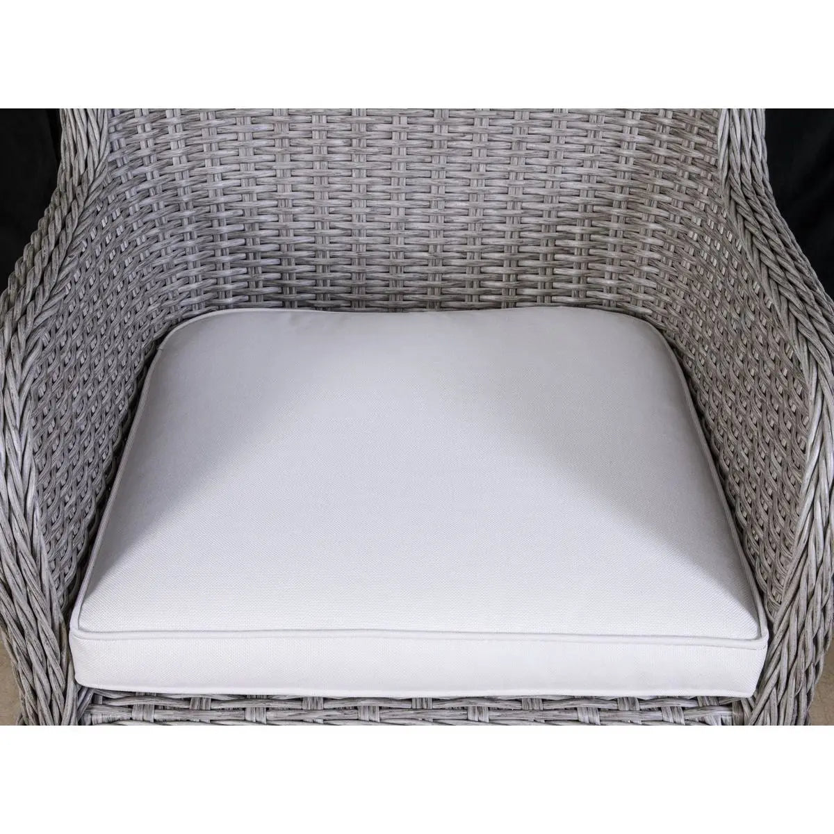 Dellonda Buxton Rattan Wicker Outdoor Dining Armchairs with Cushion, Set of 2, Grey White Rose Tools