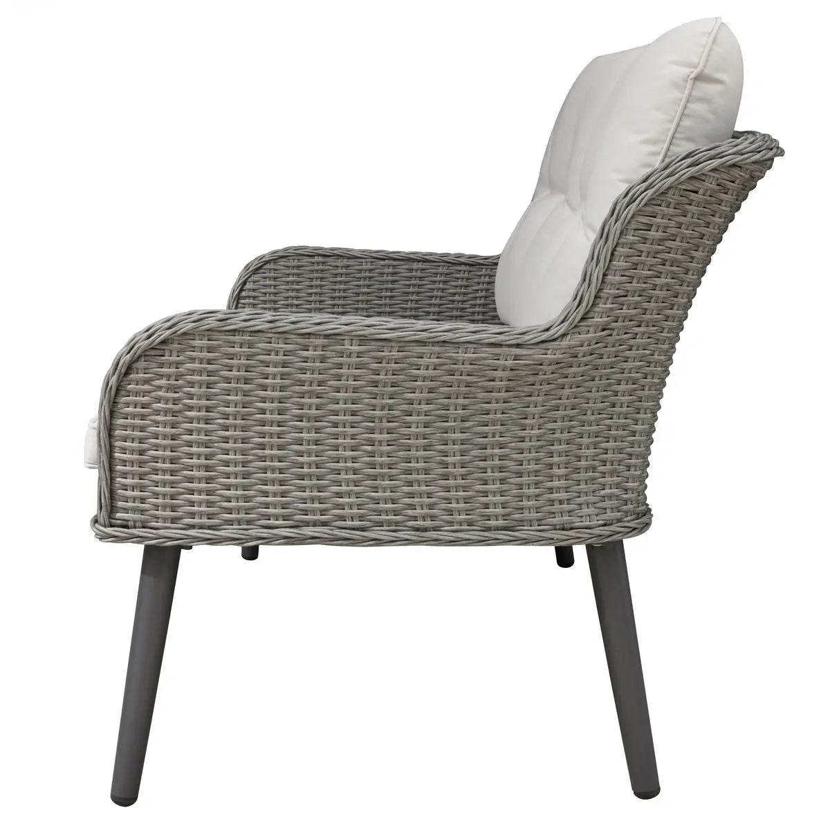 Dellonda Buxton Rattan Wicker Outdoor Lounge 2-Seater Sofa with Cushion, Grey White Rose Tools