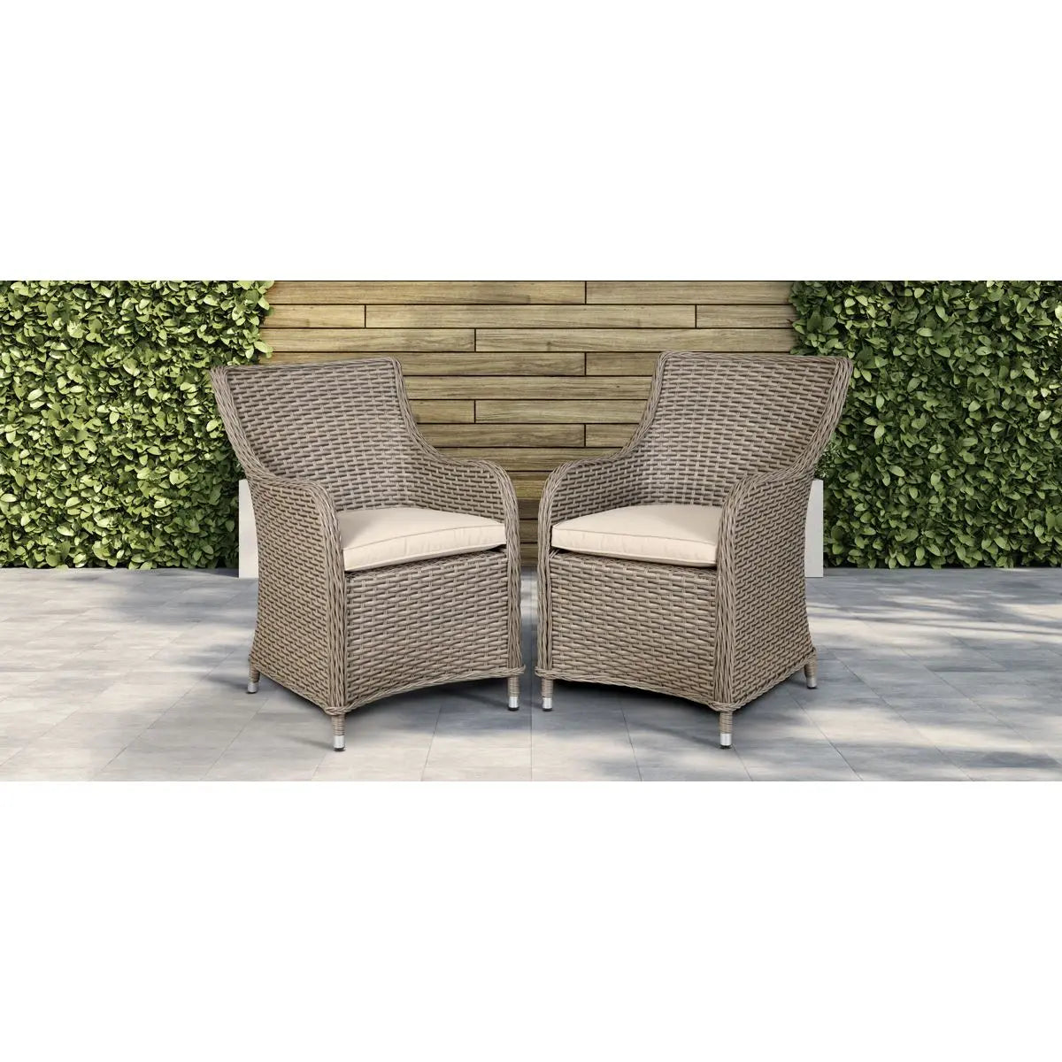 Dellonda Chester Rattan Wicker Garden Dining Chairs with Cushion, Brown White Rose Tools