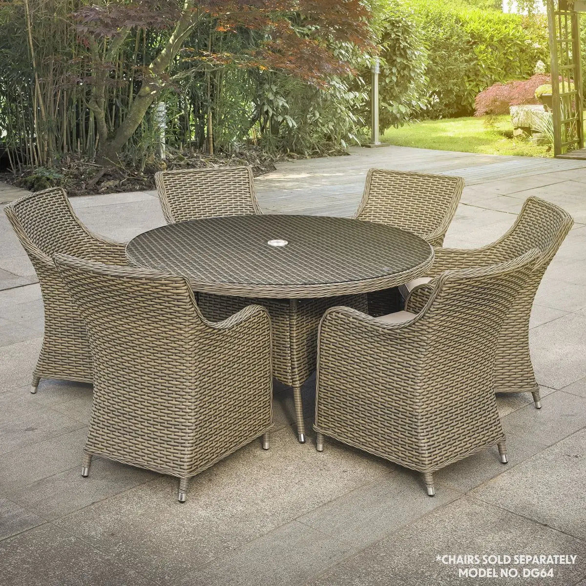 Dellonda Chester Rattan Wicker Outdoor Dining Table with Tempered Glass Top  White Rose Tools