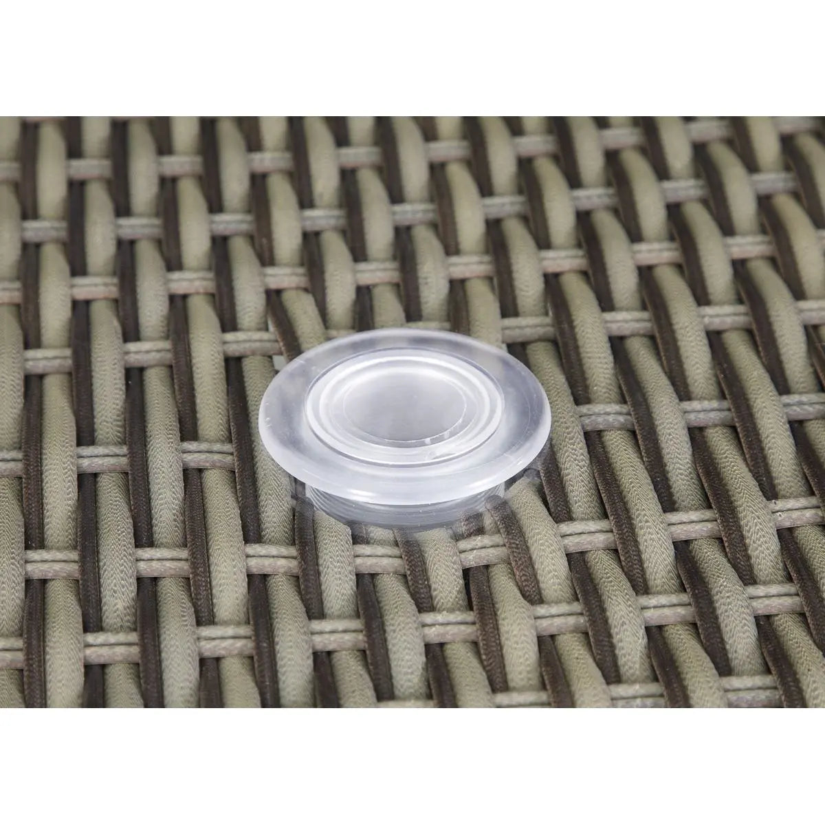 Dellonda Chester Rattan Wicker Outdoor Dining Table with Tempered Glass Top  White Rose Tools