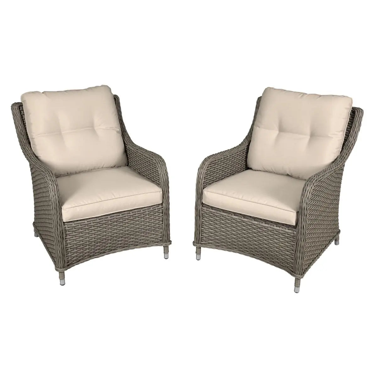 Dellonda Chester Rattan Wicker Outdoor Lounge Chairs with Cushion, Brown White Rose Tools