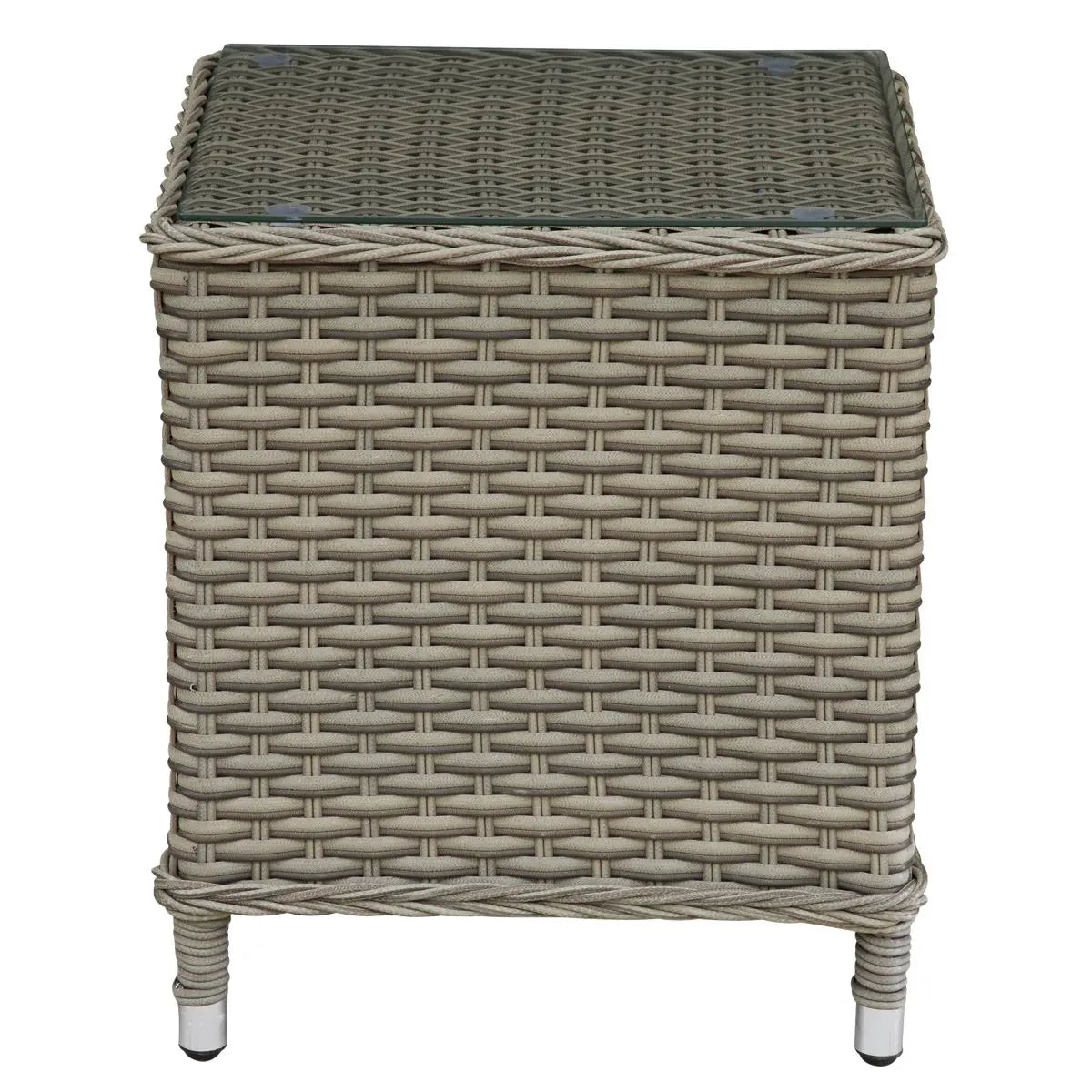 Dellonda Chester Rattan Wicker Outdoor Recliner Seat & Coffee Table Set, Brown White Rose Tools