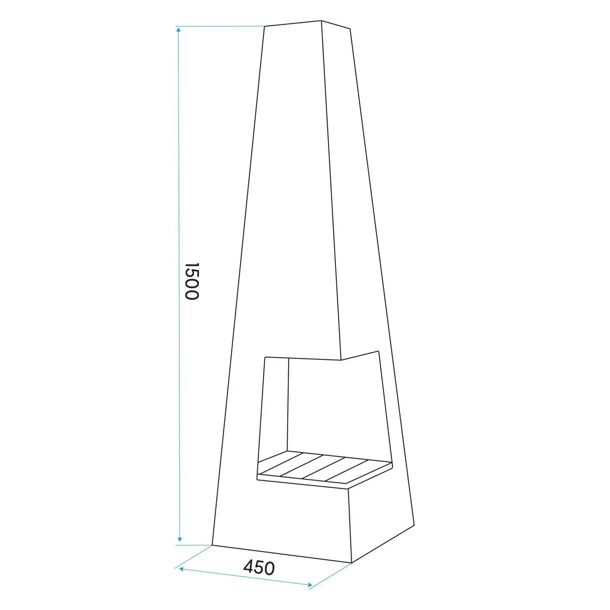 Dellonda Chiminea, Wood Burner, Heater for Outdoors W45cm x H150cm - Black Steel White Rose Tools