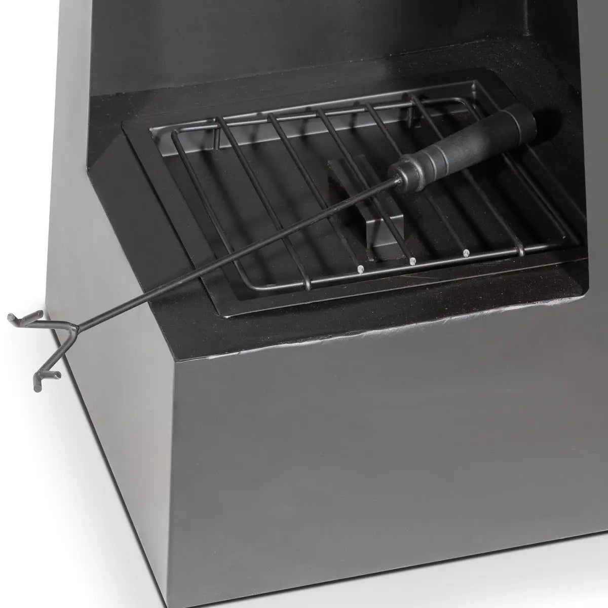 Dellonda Chiminea, Wood Burner, Heater for Outdoors W45cm x H150cm - Black Steel White Rose Tools