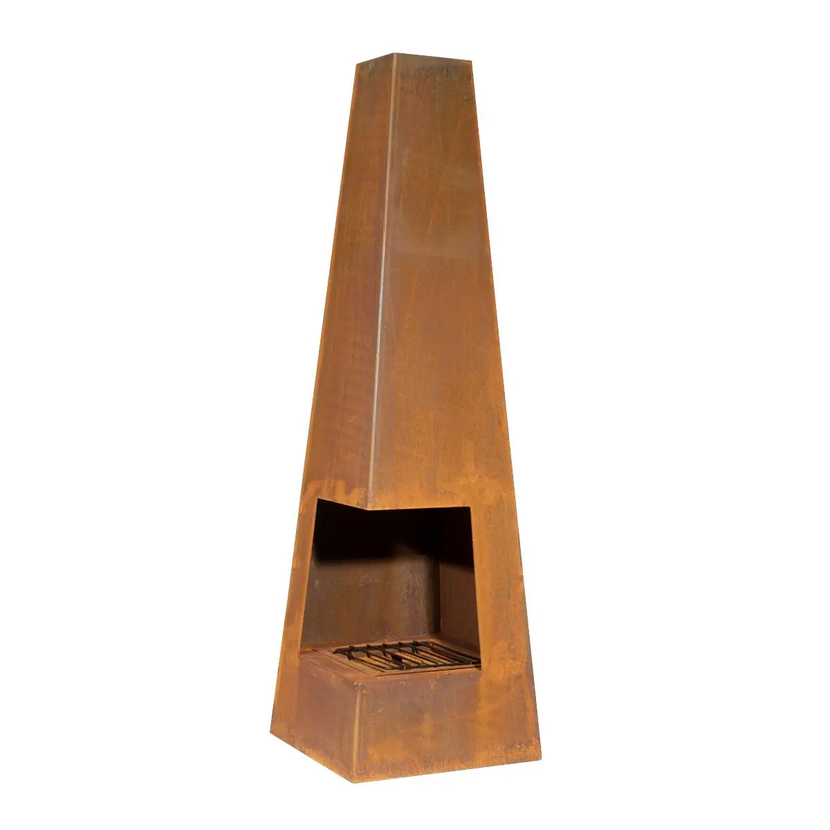 Dellonda Chiminea, Wood Burner, Heater for Outdoors W45cm x H150cm, Corten Steel  White Rose Tools