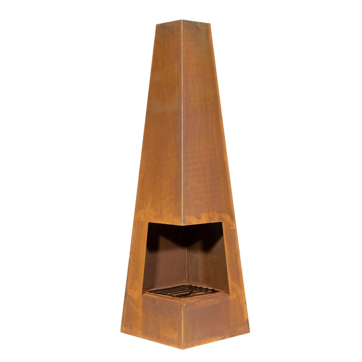 Dellonda Chiminea, Wood Burner, Heater for Outdoors W45cm x H150cm, Corten Steel  White Rose Tools
