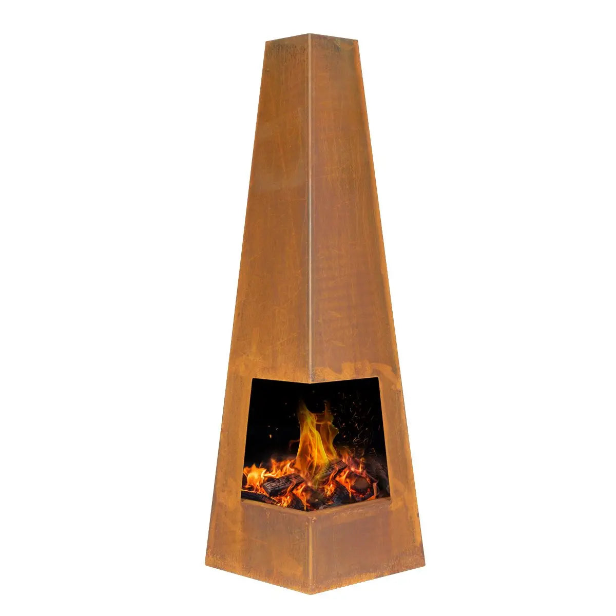 Dellonda Chiminea, Wood Burner, Heater for Outdoors W45cm x H150cm, Corten Steel  White Rose Tools