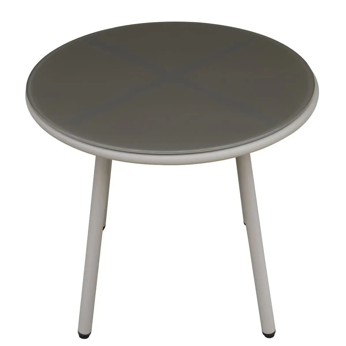 Dellonda Como 3-Piece Steel Bistro Set with Tempered Glass Top White Rose Tools