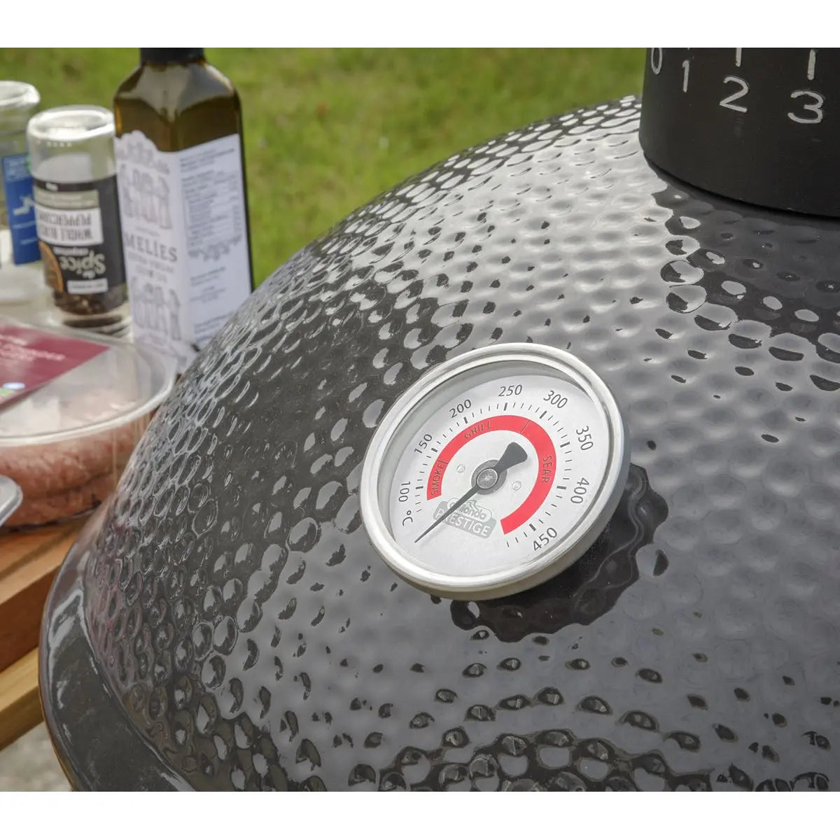 Dellonda Deluxe 16"(40cm) Ceramic Kamado Style BBQ Grill/Oven/Smoker White Rose Tools