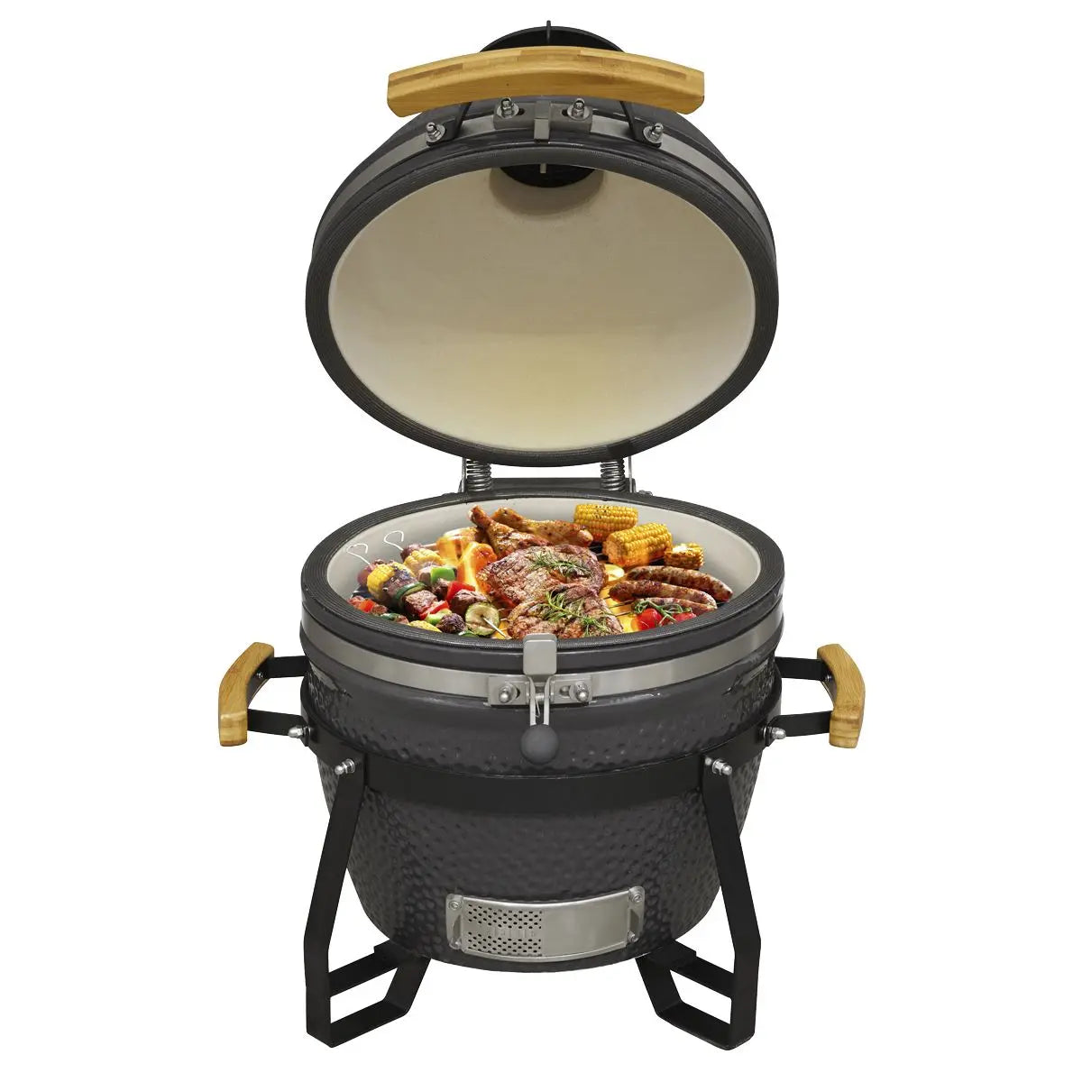 Dellonda Deluxe 16"(40cm) Ceramic Kamado Style BBQ Grill/Oven/Smoker White Rose Tools