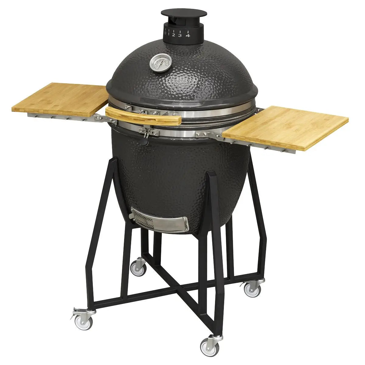 Dellonda Deluxe 22"(56cm) Ceramic Kamado Style BBQ Grill/Oven/Smoker, Supplied with Wheeled Stand White Rose Tools