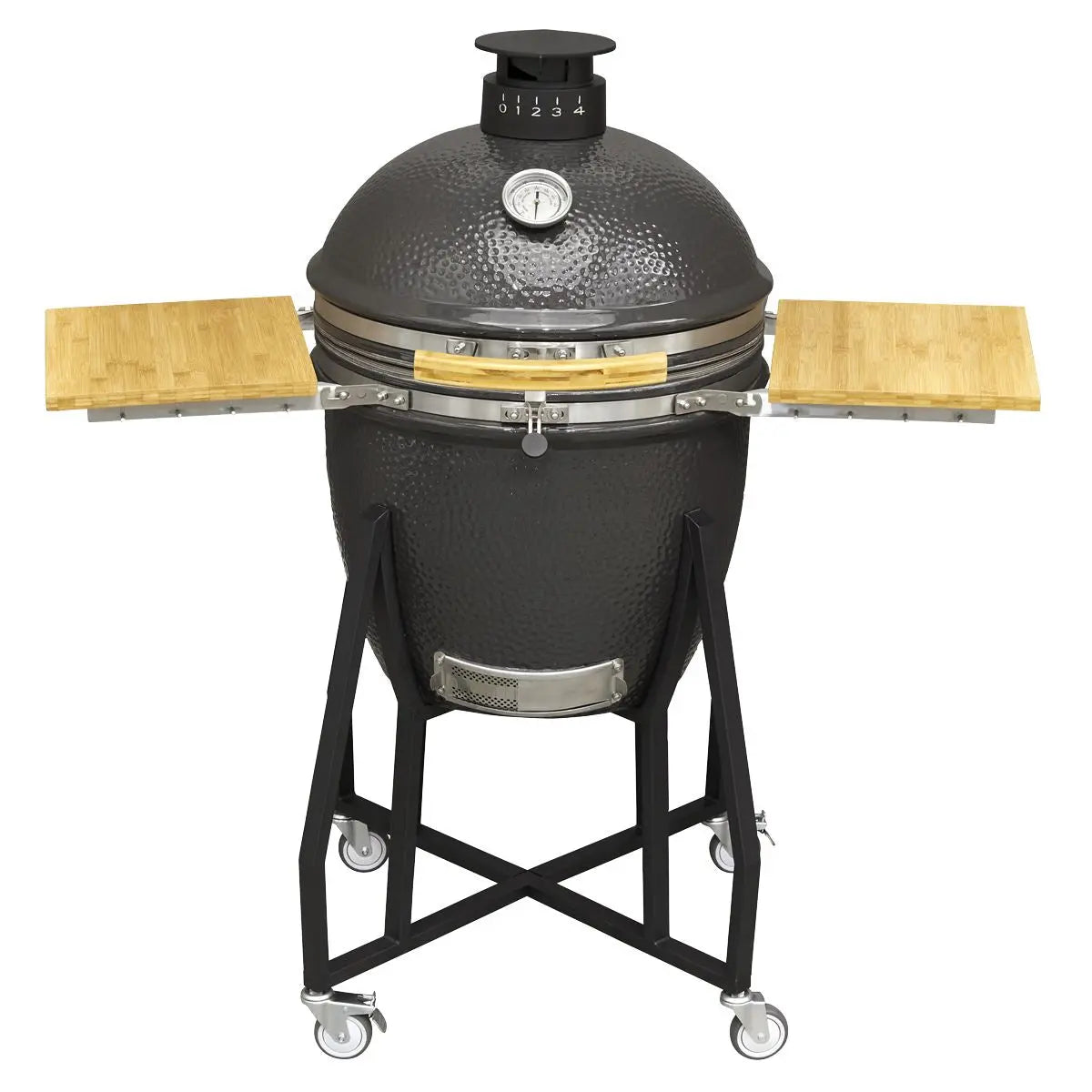 Dellonda Deluxe 22"(56cm) Ceramic Kamado Style BBQ Grill/Oven/Smoker, Supplied with Wheeled Stand White Rose Tools