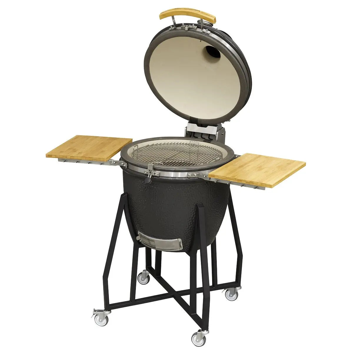 Dellonda Deluxe 22"(56cm) Ceramic Kamado Style BBQ Grill/Oven/Smoker, Supplied with Wheeled Stand White Rose Tools