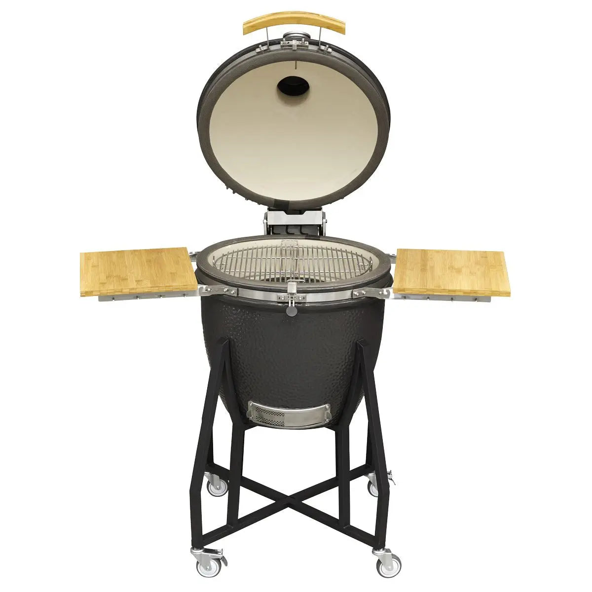 Dellonda Deluxe 22"(56cm) Ceramic Kamado Style BBQ Grill/Oven/Smoker, Supplied with Wheeled Stand White Rose Tools