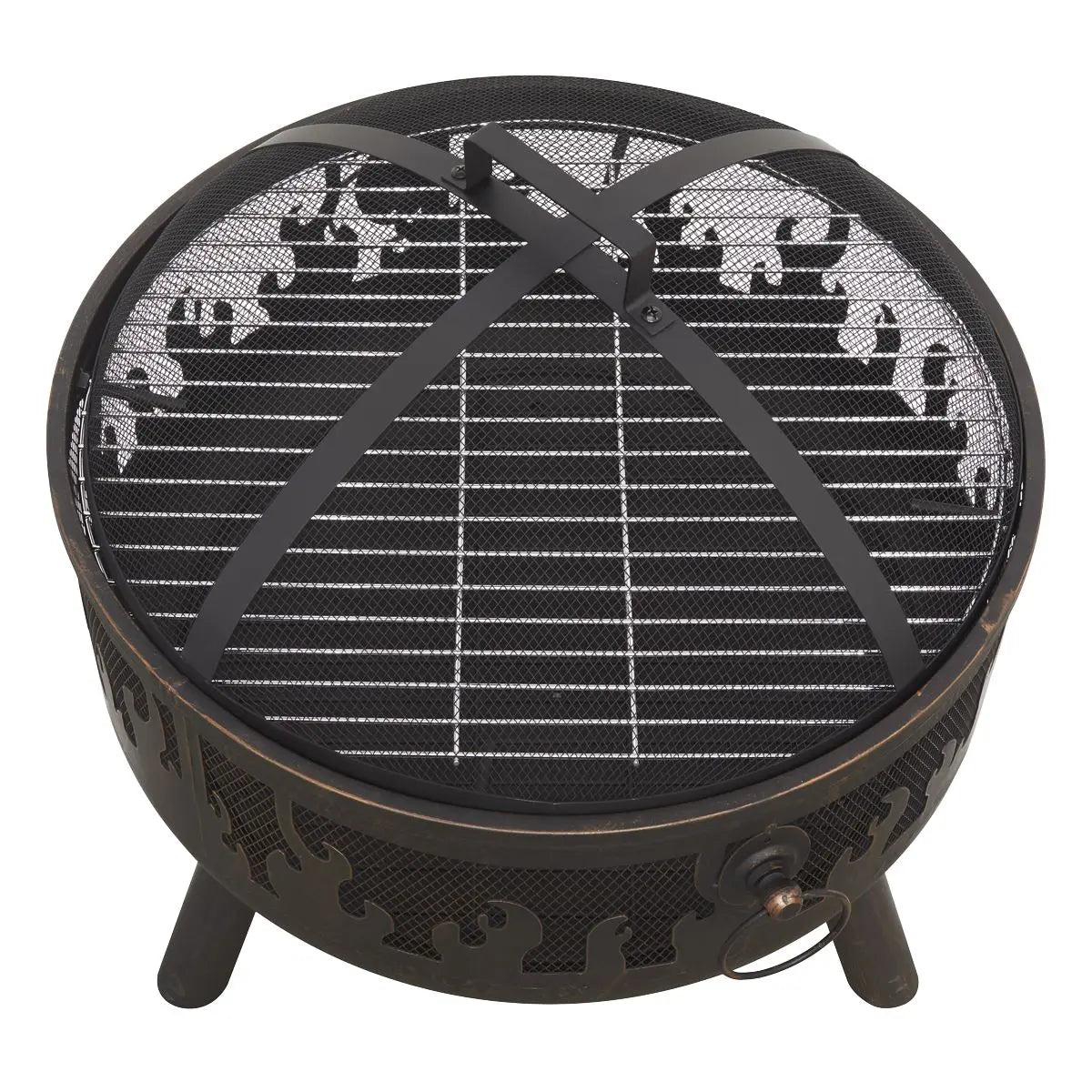 Dellonda Deluxe Firepit Fireplace Outdoor Patio Heater, Cooking Grill & Poker White Rose Tools