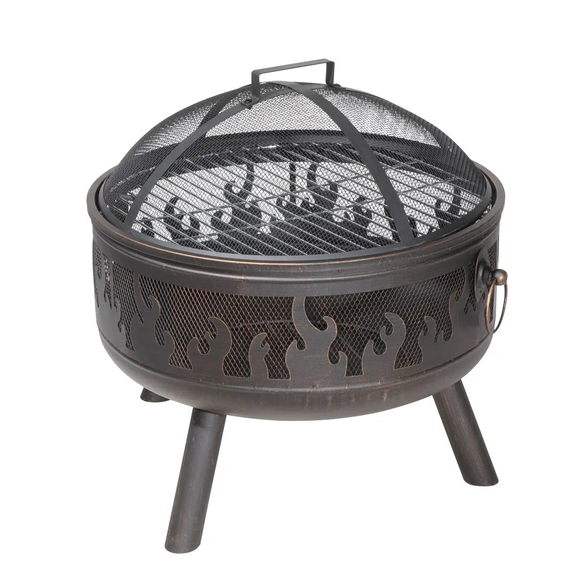 Dellonda Deluxe Firepit Fireplace Outdoor Patio Heater, Cooking Grill & Poker White Rose Tools
