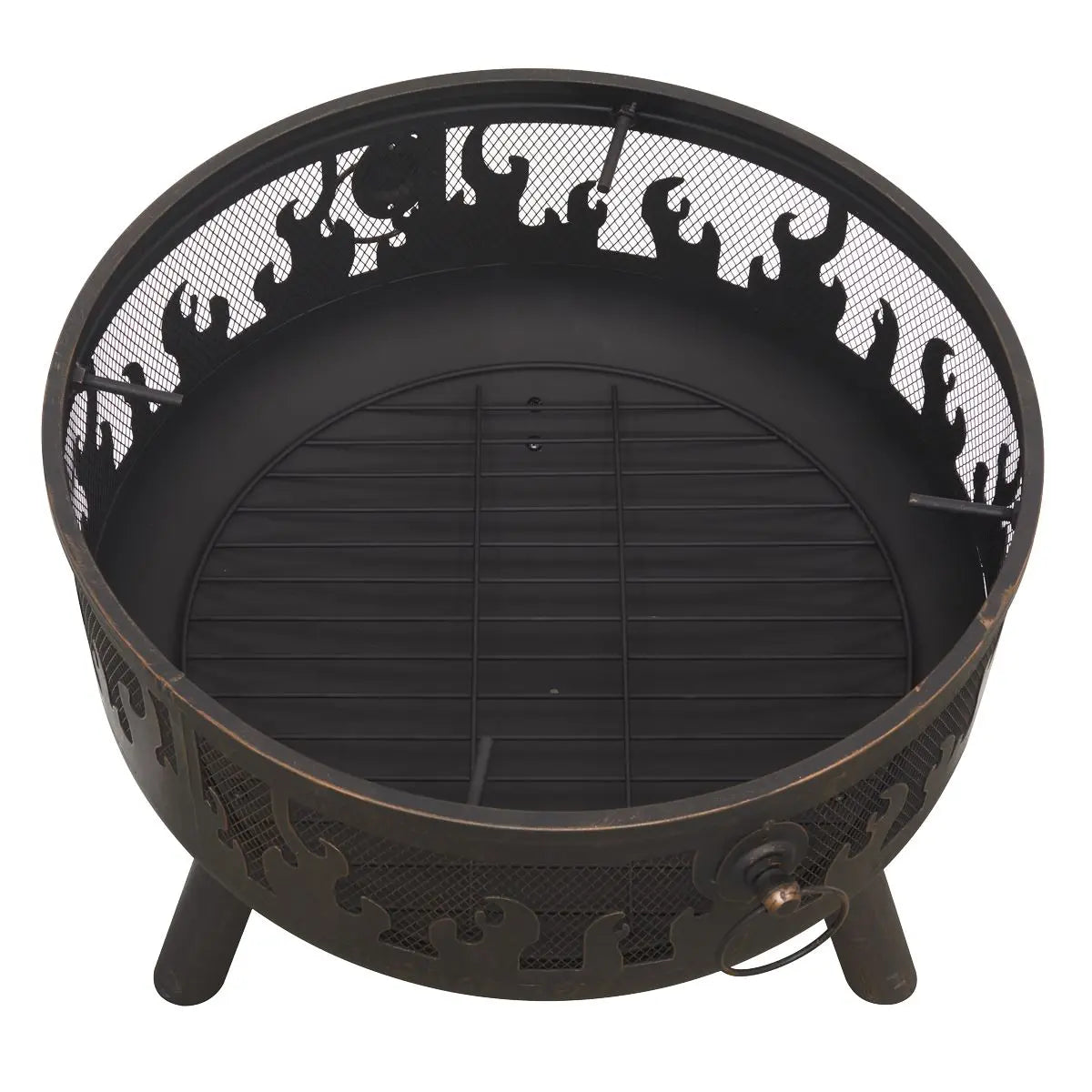 Dellonda Deluxe Firepit Fireplace Outdoor Patio Heater, Cooking Grill & Poker White Rose Tools