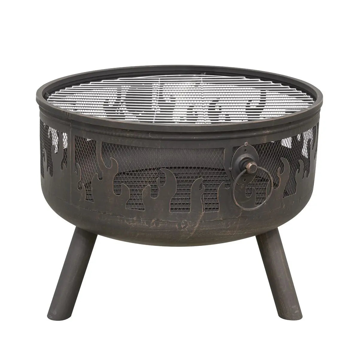 Dellonda Deluxe Firepit Fireplace Outdoor Patio Heater, Cooking Grill & Poker White Rose Tools