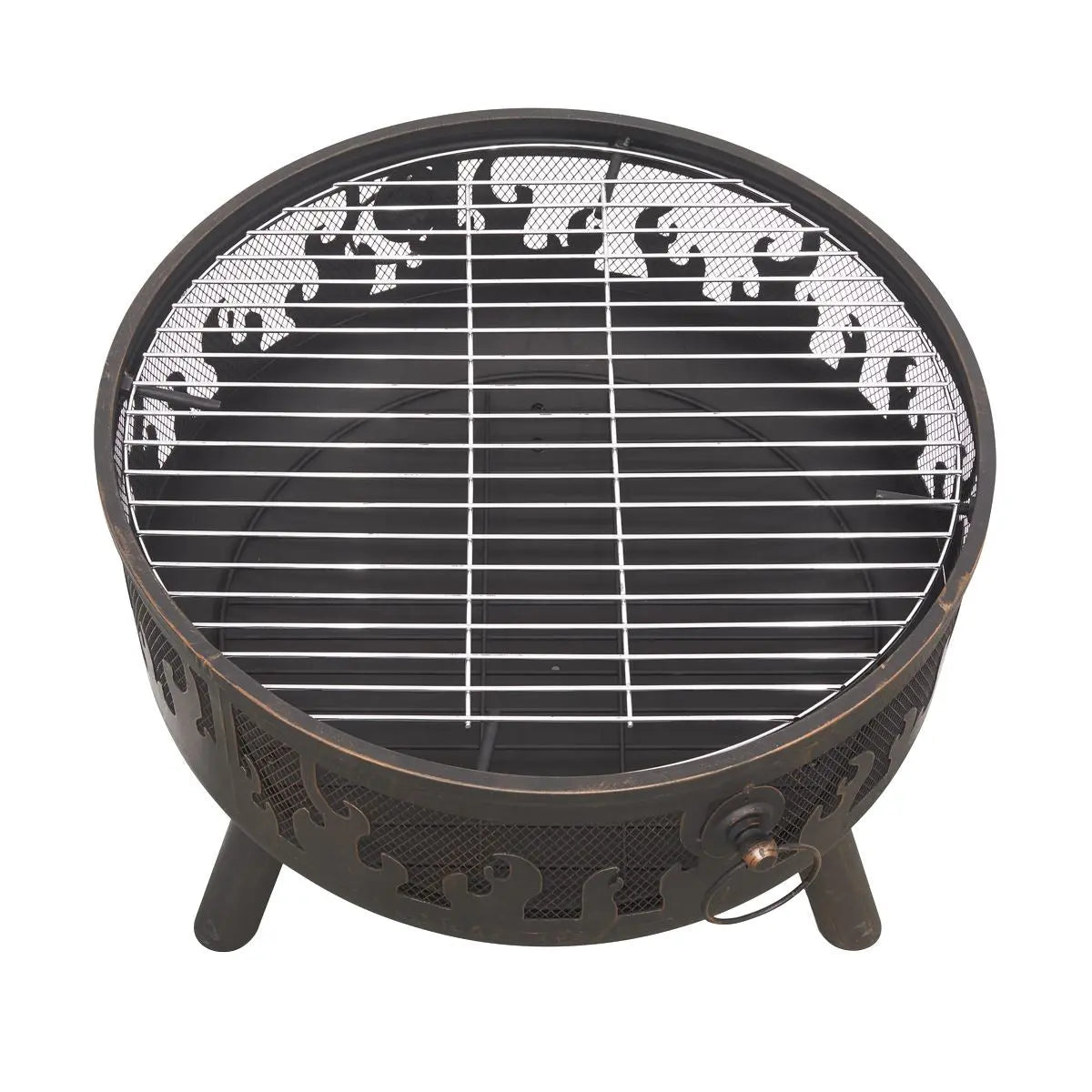 Dellonda Deluxe Firepit Fireplace Outdoor Patio Heater, Cooking Grill & Poker White Rose Tools