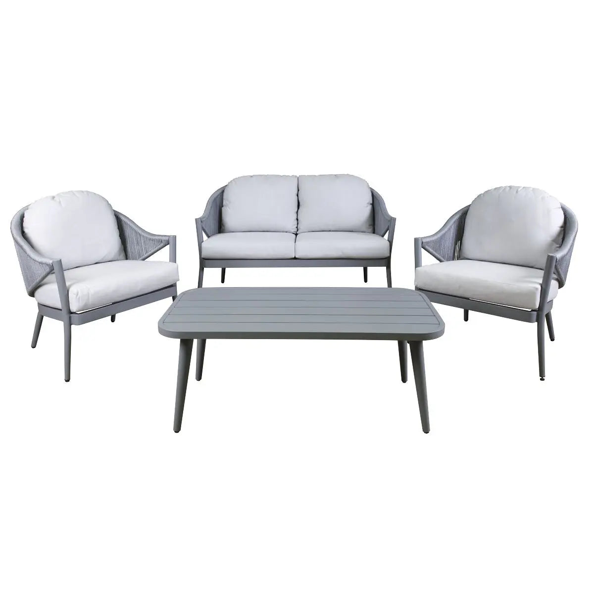 Dellonda Echo 4-Piece Aluminium Outdoor Garden Sofa Arm Chair & Coffee Table Set White Rose Tools