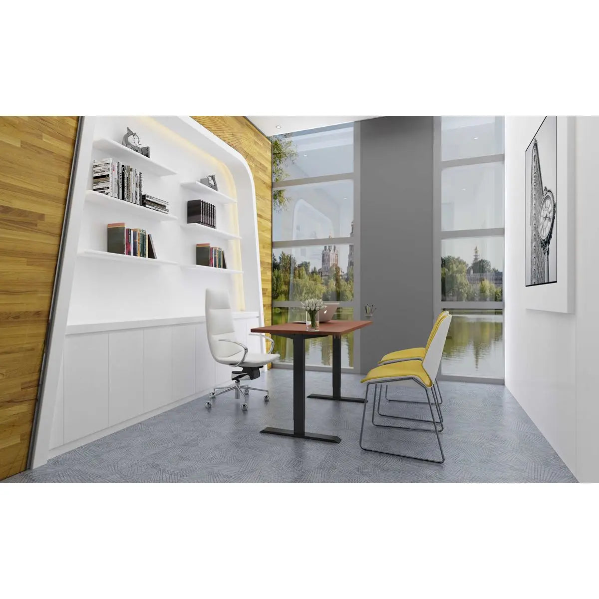 Dellonda Electric Adjustable Desk Frame, Digital Controls, 70kg Capacity, Black White Rose Tools