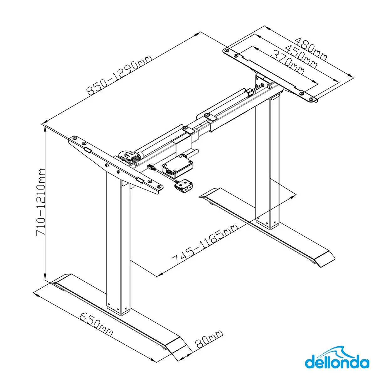 Dellonda Electric Adjustable Standing Desk Frame, 70kg Capacity, White, Quiet White Rose Tools