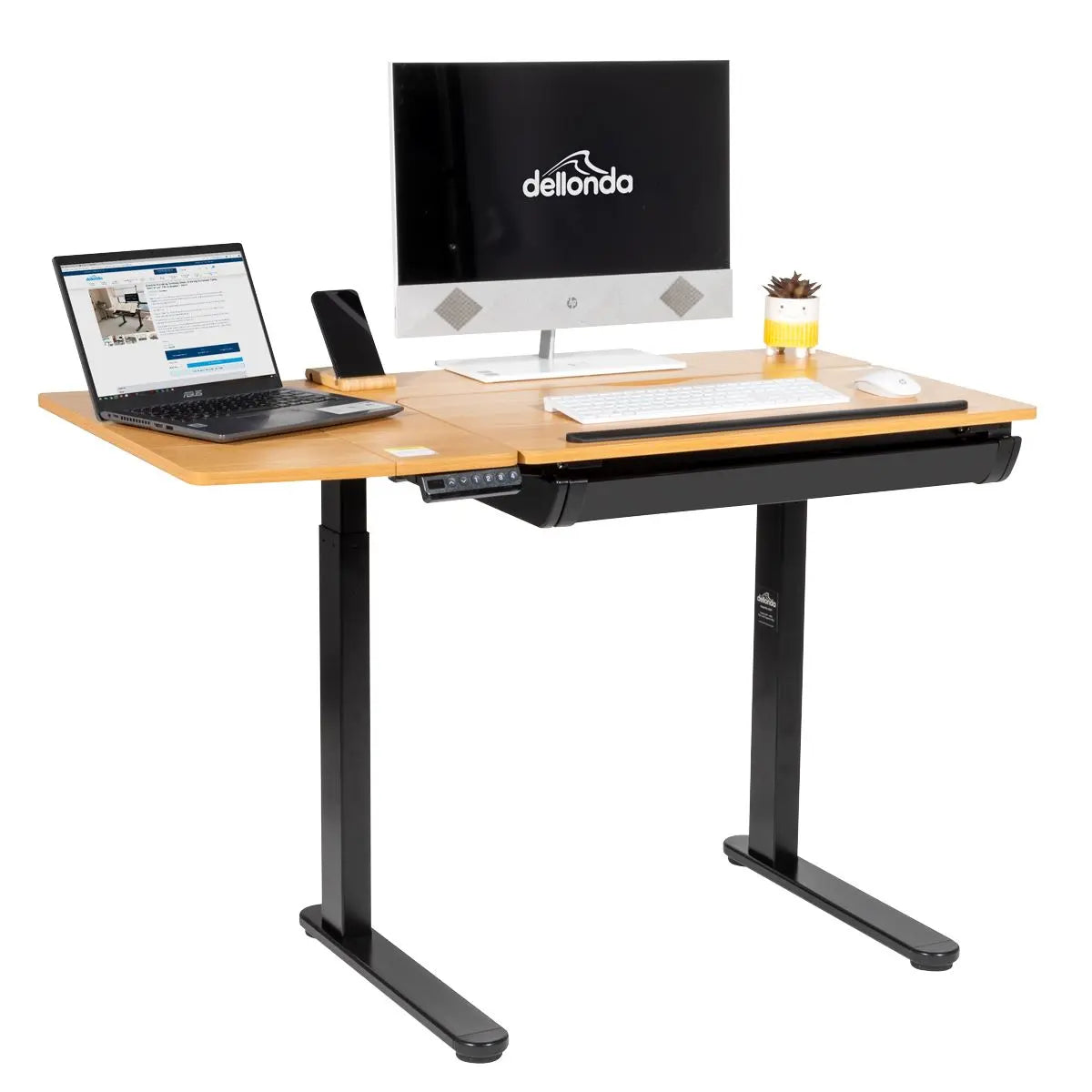 Dellonda Electric Standing Drafting Desk Ergonomic Drawing Sit/Stand Table 0-40° White Rose Tools