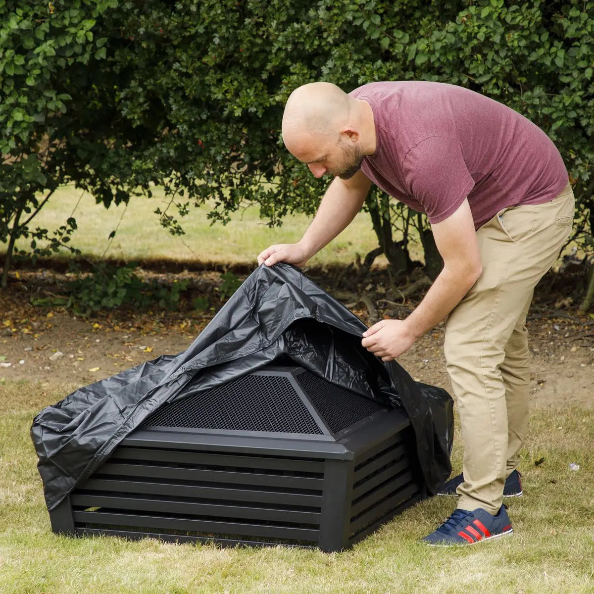 Dellonda Fire Pit, Fireplace, Outdoor Patio Heater PVC Cover, Water-Resistant, Heavy-Duty  White Rose Tools