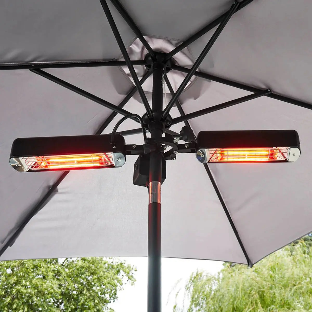Dellonda Folding Parasol/Gazebo/Patio Outdoor Infrared Heater, Two Panels, Extra Long 5M Cable, 1600W White Rose Tools