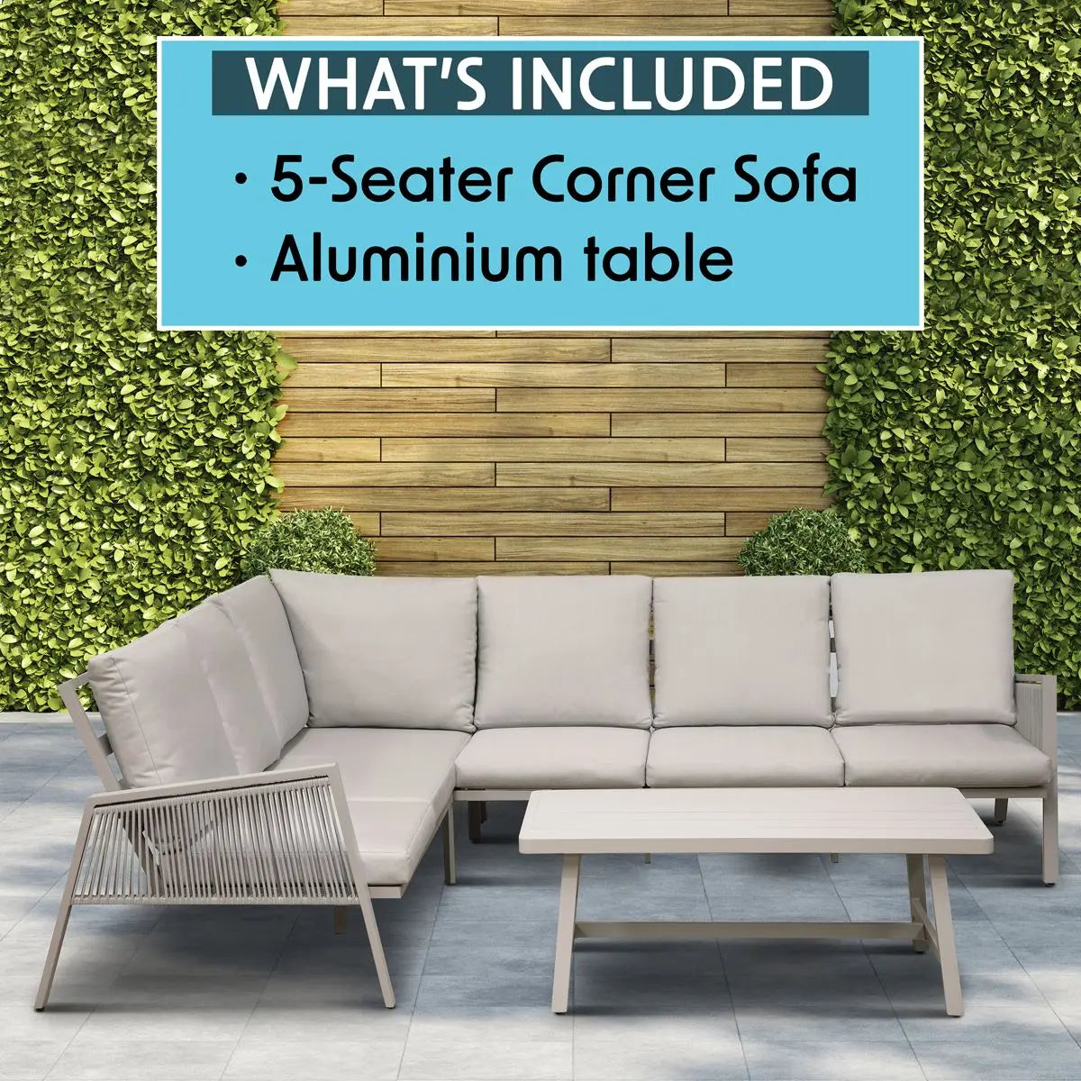 Dellonda Fusion 4-Piece Outdoor Garden Corner Sofa & Coffee Table Set, Aluminium  White Rose Tools