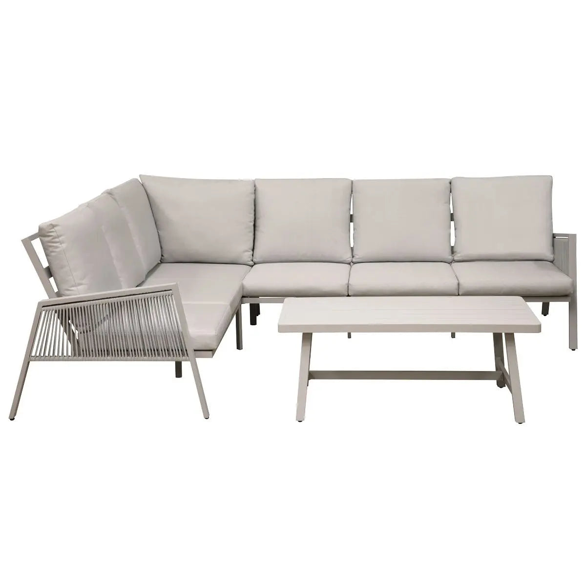 Dellonda Fusion 4-Piece Outdoor Garden Corner Sofa & Coffee Table Set, Aluminium  White Rose Tools