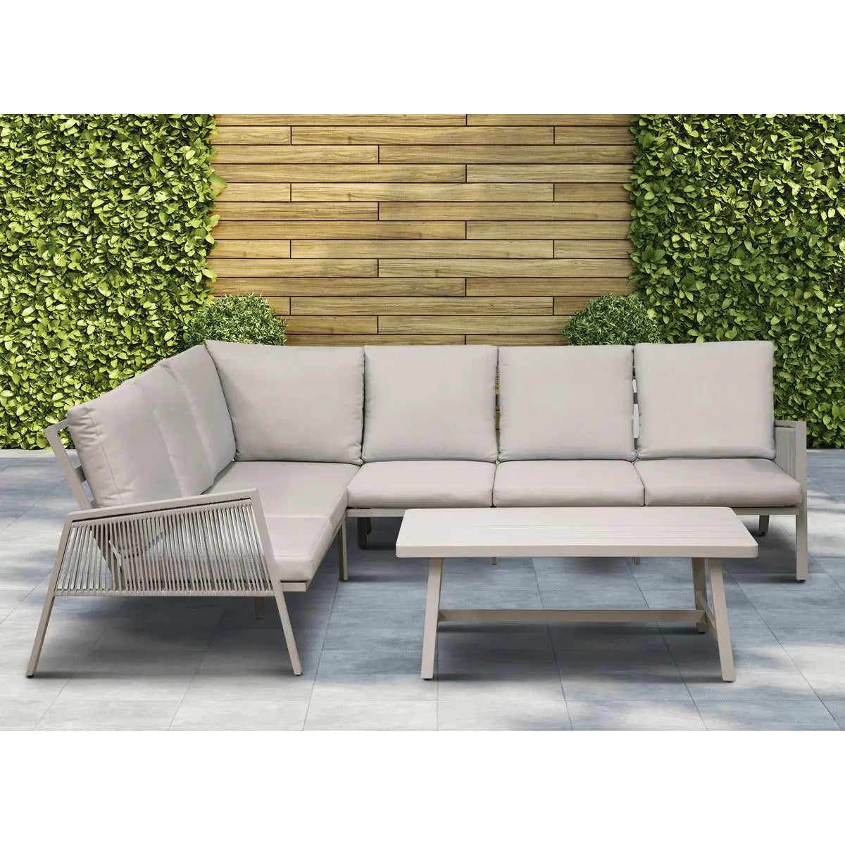 Dellonda Fusion 4-Piece Outdoor Garden Corner Sofa & Coffee Table Set, Aluminium  White Rose Tools